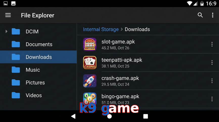 Main screen of K9 Game gameapk page for PK players